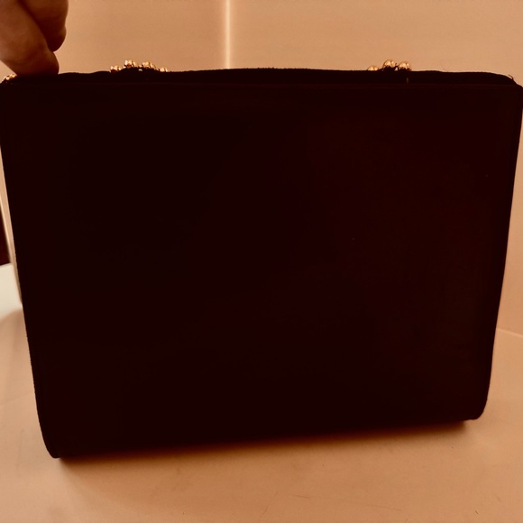 Stuart Weitzman Black Shoulder Bag with Gold Trim - Picture 12 of 12